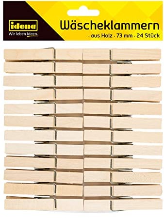 Idena 63133 - Pinces à linge en bois, 24 pièces, longueur env. 7,3 cm, pour fixer les vêtements sur le fil et pour les travaux manuels, la décoration et l'embellissement