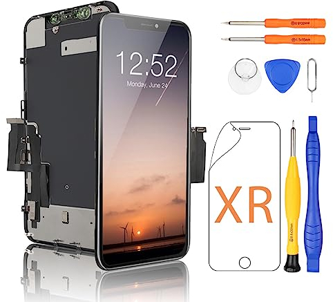 Yodoit für iPhone XR Display LCD Bildschirm Ersatz Digitizer Glas Assembly 6,1 Zoll Schwarz mit Reparatur Werkzeug Kit Kompatibel mit Modell A1984, A2105, A2106, A2107