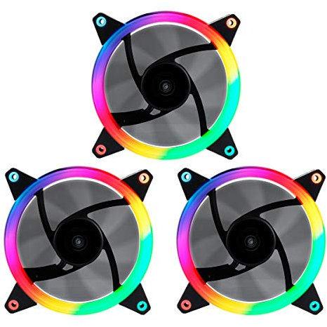 UNYKAch Ventilador Ordenador CANDY 30 ARGB RING LED, Pack de 3 unidades 120 mm, PC Gaming, Soporte de Goma, 7 Aspas Ultra Silenciosas, Mando a Distancia y Controladora