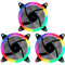 UNYKAch Ventilador Ordenador CANDY 30 ARGB RING LED, Pack de 3 unidades 120 mm, PC Gaming, Soporte de Goma, 7 Aspas Ultra Silenciosas, Mando a Distancia y Controladora