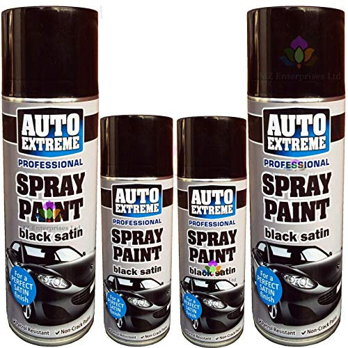 H-Z AX Spray Paint Black Satin Glitter Lacquer Pink Gloss Matt Car 400ml -(1929) (4 Spray Can)