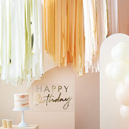 Ginger Ray Peach and Gold Foil Paper Streamer Luftschlangen aus Pfirsich- und Goldfolie, Party-Fotohintergrund, Deckendekoration, 320 m