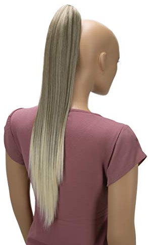 CAISHA 60cm Glatt Pferdeschwanz Mit Butterflyklammer Haarteil Zopf Hitzebeständig Haarverlängerung Dunkelblond Mix H637