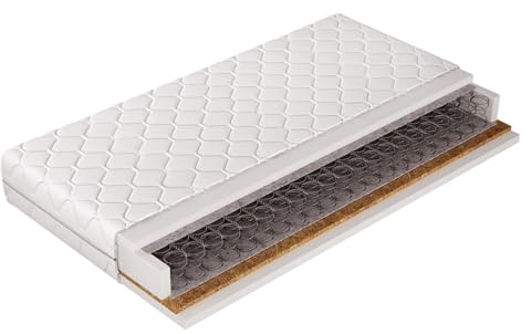 Mirjan24 Matratze Pasita Kokos, Beidseitigematratze mit Klimafäden gesteppt, Federkernmatratze, Höhe: 17 cm, Härte: H2, Resistent gegenüber Pilzbildung, Antiallergisch (80 x 200 cm)