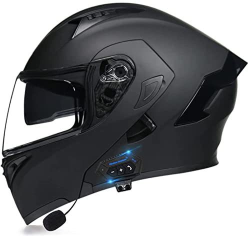 Casco De Moto Integral Para Adultos, Casco De Moto Bluetooth Con Visera Doble Antivaho, Casco De Moto Con Auricular Bluetooth Integrado, Certificación ECE B,M