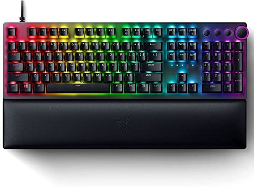 Razer Huntsman V2 (Interruptor Rojo) - Teclado Óptico para Juegos con Latencia de Entrada Casi Nula (Interruptores Ópticos Lineales Gen-2, Teclas PBT de Doble Disparo) Diseño US| Negro