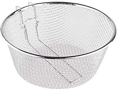 Panier friteuse et égouttoir en acier inoxydable de 22 cm de diamètre et 8 cm de haut - Panier pour cuisine et pâtisserie - Maille de cuisine