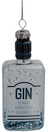 Baumschmuck Blaue Gin Flasche - Baumkugel, Weihnachtsdeko, Christbaumkugel, Weihnachten
