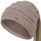 Faera Damen Wintermütze Zopfmütze Zopfloch Loch Zopf Beanie Mütze Strickmütze 72, Farbe:Braun
