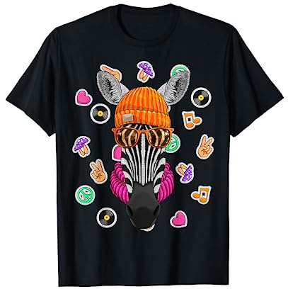 Hipster Zebra Geek Nerd Brille Tier Liebe Frieden Zeichen T-Shirt