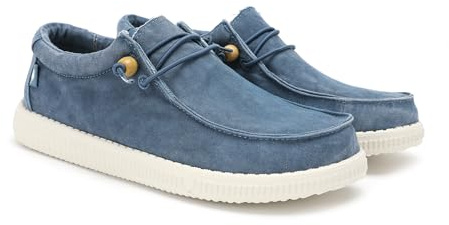WALK IN PITAS | WP150 Washed | Mocassins pour Hommes | Chaussures Bateau | Slipon Loafers | Baskets d'été | Sneakers | Pantoufles Estivales | Chaussures de Walkinpitas | Bleu 39