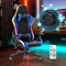 Silla para videojuegos con luces LED RGB y altavoces, silla de videojuegos, silla de ordenador de carreras de piel sintética con respaldo alto, silla de oficina ergonómica con reposacabezas y soporte