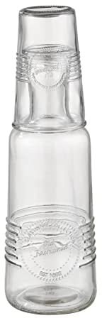 APS Glaskaraffe -OLD FASHIONED- Ø 9,5 cm, H: 31 cm Glas 2-teiliges Set, bestehend aus: - Glaskaraffe Ø 9,5 cm, H: 27 cm, 1 Liter - Trinkglas Ø 8 cm, H: 12 cm, 0,3 Liter