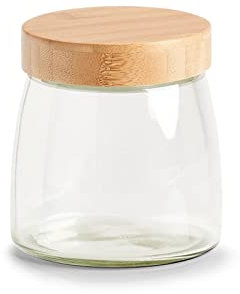 Zeller 19560 Vorratsglas mit Bambus Deckel, 950ml Kapazität, 6 Stück