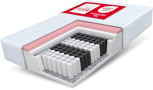 FDM Matratze 120x200 cm Härtegrad H2 H3 Höhe 27 cm Taschenfederkernmatratze Visco-Schaum Polyurethan-Schaum 7 Komfortzonen mit Hypoallergenem Waschbarem Premium-Bezug Oeko-Tex Memory Duo