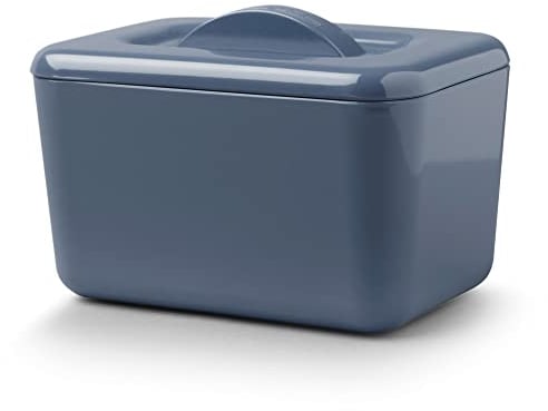 Zeal Insulated Butter Dish, Large 500 grams Capacity Double Walled Butter Tub/Container with Lid, Melamine - Provence Blue