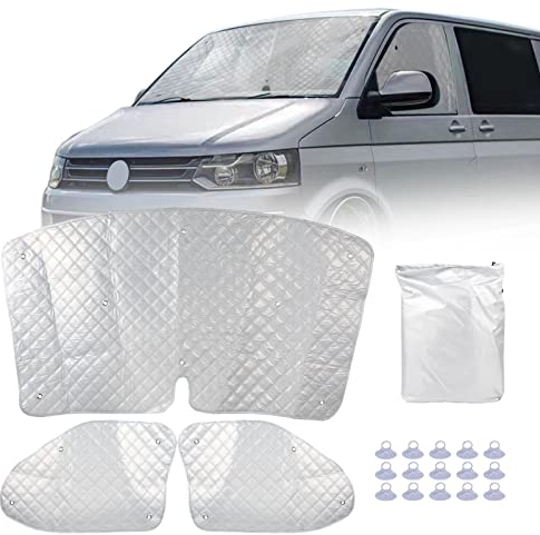 MaxEarn Interne Fensterabdeckungen für VW T4, 3-teiliges luxuriöses Thermo-Fensterrollo-Set, VW T4 Campervan-Fensterabdeckung, Sommer-UV-Sonnenrollo und Winterisolierung