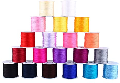 100m 0.8mm Fil Nylon pour Bracelet, Rouleaux de Corde, Macramé Noeud Cordon Chinois Chaîne Bijoux Fabrication, pour Bracelet Collier (Rouge)