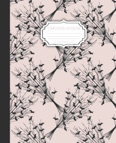 Black Bat Halloween Composition Notebook: 105 Wide Ruled Pages (7.5 x 9.25)