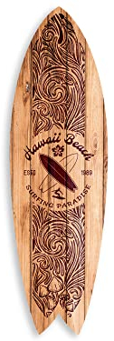DECLINA, Dekoratives Surfbrett, Wanddekoration, Surfbrett, Alu-Dibond, Surfbrett, Deko, Hawaii Beach, 100 x 30 cm