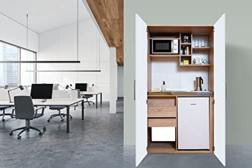 respekta Küche Büroküche Miniküche Singleküche Eiche Weiß Peter 104 cm
