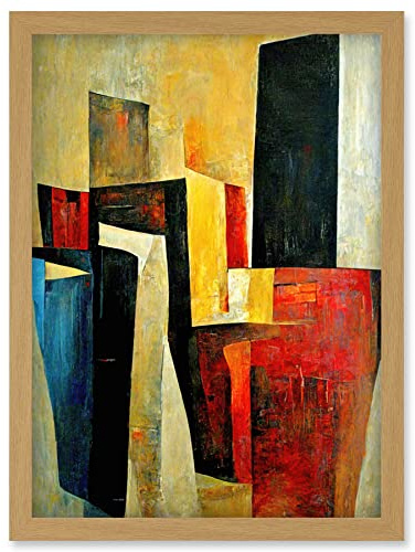 Doppelganger33 LTD Bold Modern Abstract Cubism Acrylic Painting Artwork Framed Wall Art Print A4