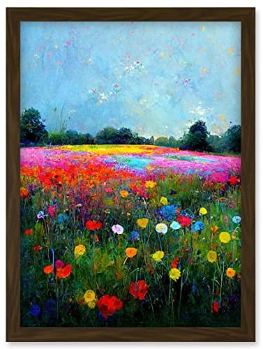 Doppelganger33 LTD Delicate Wildflower Meadow Abstract Colourful Modern Artwork Framed Wall Art Print A4