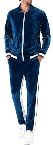 RPOVIG Velours-Trainingsanzug, Sweatsuit, Samt: Herren-Jogginganzug, 2-teiliges Set, Reißverschluss, Sweatshirts, Jacke, Hose mit Taschen