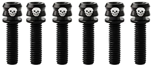 Sanmum 6 Pieces Titanium M6 Caliper Bolts Mountain Bicycle Bike Disc Brake Clamp Bolt with Gasket (M6 x 30mm,Black)