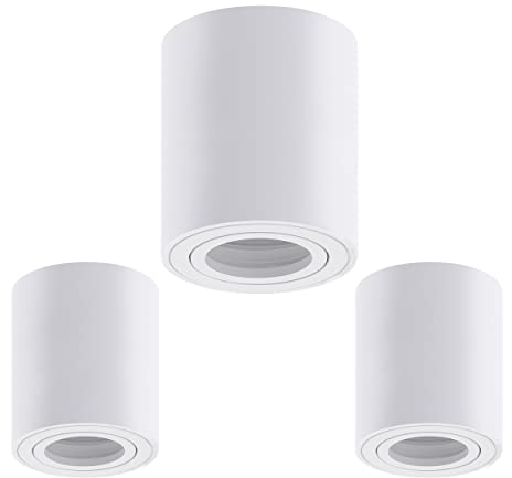 Oktaplex 3x Aufbaustrahler Lile M für GU 10 & LED-Module 230V Aufbauspot Aluminium rund LED Aufbauleuchte weiß