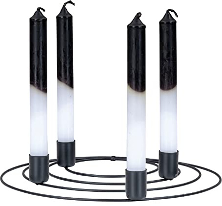 levandeo Runder Kerzenhalter Ø27cm Metall Schwarz Kerzenständer Adventskranz Tischdeko Deko Wohndeko Stabkerze Spitzkerze Tafelkerze Kerzendeko