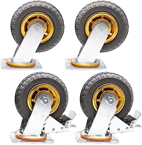 Lenkrollen, Universal-Industrie-Lenkrollen, robust, 360° drehbar, Transportwagen, Möbelrolle, Schwenkplatte, geräuschlos, Ersatz-Gummirad, 4 Stück (Standard + Universal 150 (150 mm