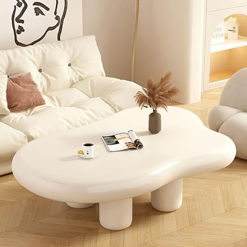 MUUNS Wolke Couchtisch, unregelmäßige Moderne Couchtisch Dekor mit 4 Beinen, niedlich Cartoon Holz Runde Ecke verdicken End Tabelle für Wohnzimmer Schlafzimmer,Beige,39×27×12