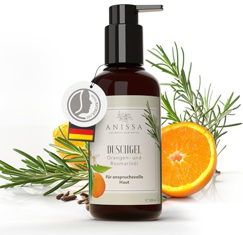 Anissa Naturkosmetik Duschgel Damen 200ml - Sanfte Reinigung & Pflege für empfindliche Haut - Natürliche Inhaltsstoffe für Feuchtigkeit & Regeneration, Frischer Duft