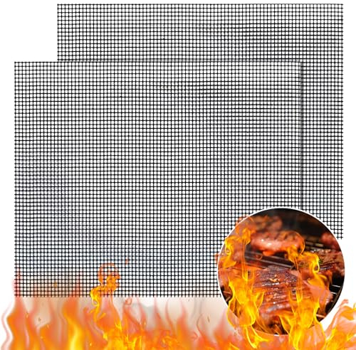 GWHOLE 2Pcs Tapis de Cuisson Barbecue pour Grille Barbecue Tapis Cuisson Barbecue Anti-Adhésif pour Grille de Barbecue Tapis Barbecue Réutilisable et Découpable - 40x33cm