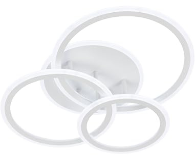 Fischer & Honsel Deckenleuchte, Gelder | sandweiß| L: 60 cm, B: 50,5 cm| A: 12 cm| mit Fernbedienung stufenlos dimmbar| Farbtemperatureinstellung| 1x LED 49 Watt | 2700/6500 K | 6300 lm| EEG: E