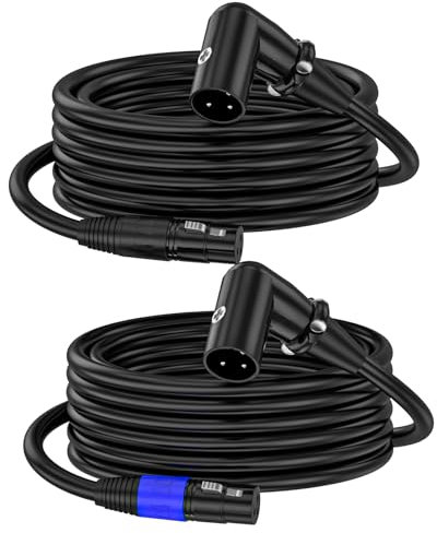ZTOXLR XLR Right-Angle Male to Straight Female Microphone Extension Cable, 90-Degree Male to Straight Female Balanced Cord 3-Pin to 3-Pin, -6.6ft 2Pack