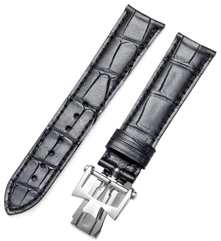 AMSOH Für Vacheron Constantin Strap Leder Herren Damen Original VC Erbe Art Master Wu Lu Krokodilleder Uhrenarmband (Farbe: Schwarz, Größe: 22 mm)