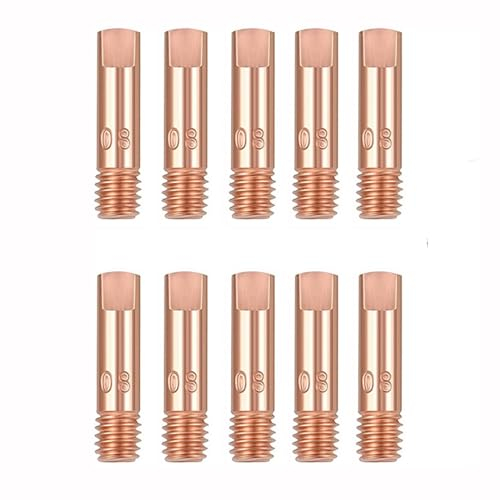 Consumabili Mig 0,8 Mm 10 Pezzi Punta Guidafilo, Ugello Saldatrice Filo, Punta di Contatto in Rame Suggerimenti per I Contatti di Saldatura per Consumabili Torcia 15Ak Mig/Mag (10 Pezzi 15AK 0.8 mm)