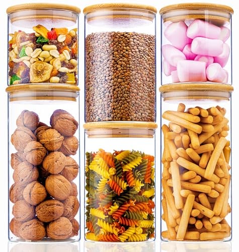 Deco haus® Vorratsgläser mit Deckel luftdicht + Etiketten [6er KOMBI SET] - Für Müsli, Cornflakes, Mehl & co. - Vorratsdosen Glas mit Deckel Aufbewahrungsglas - Aufbewahrungsbox Küche Vorratsglas