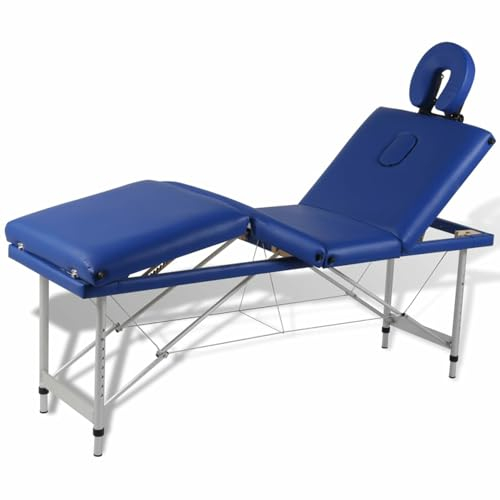 LAPOOH Massagetisch mit Aluminiumrahmen, faltbar 4 Zonen Blau, Massageliege, Massage Bett, Massage Table, Behandlungsliege, Massage Liegestisch, Therapieliege