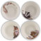 Wrendale Designs Porzellan Pasta- & Suppenteller 4er-Set: Igel Fuchs Eule Dachs ca. 22cm D, ca. 800 ml Fassungsvermögen, Royal Worcester illustriert von der Künstlerin Hannah Dale dekorativ Servieren