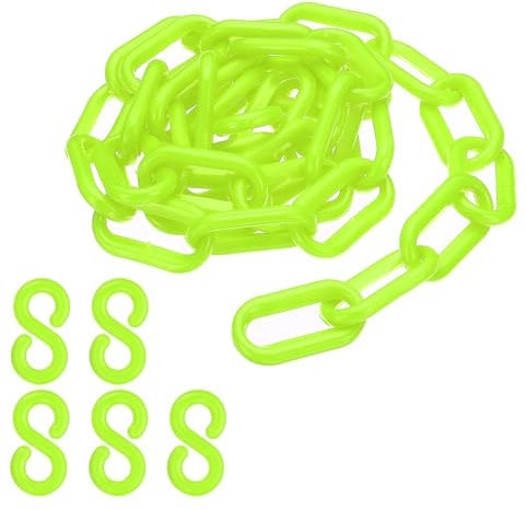 PATIKIL Plastic Chain,3 FEET Safety Barrier Chain for Crowd Control, 1/4inch(6mm) Green Plastic Chains Links for Queue Lines, Parking, Fences, Gate, Concerts, and Decoration