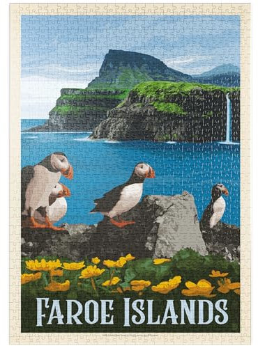 MyPuzzle Faroe Islands, Vintage Poster - Premium 1000 Teile Puzzle - MyPuzzle Sonderkollektion von Anderson Design Group