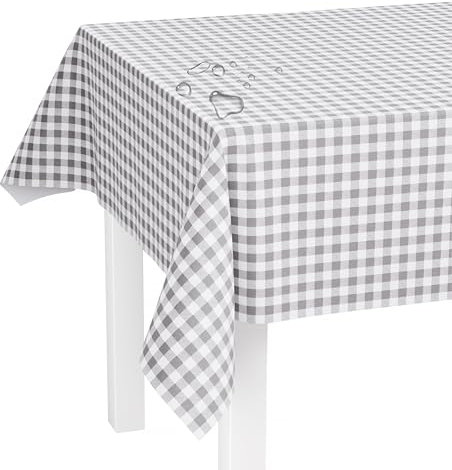 LILENO HOME Tischdecke abwaschbar als Meterware 240x140cm (Schnittkante) in Karo Grau S Motiv - Wachstuchtischdecke wasserabweisend ideal als Tischtuch o. Tischläufer für Bierzeltgarnitur