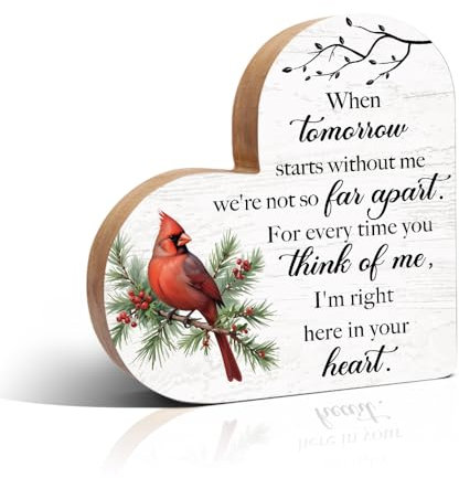 Haizct Holzschild mit Aufschrift When Tomorrow Starts Without Me, Herzschild, Beerdigung, Gedenkregal, Tischdekoration, Beileidsgeschenk für den Verlust eines geliebten Menschen, Gedenkgeschenk