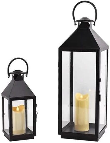 JWXFGHJT Nordic Retro Wind Lampe Schmiedeeisen Kerzenhalter Glas Kerze Stand mit Wiederaufladbare Elektronische Kerze