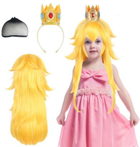 Tutukyle Prinzessin Kostüme Zubehör, Mädchen Dress up Set mit Krone, Perücke für Kinder, Karneval Party Anime Cosplay
