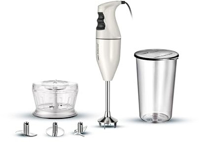 ESGE-Zauberstab 9240024 E 120 Select Creme, Stabmixer, Pürierstab inkl. Multimesser, Schlagscheibe Fleisch- und Gemüsemesser, Zerkleinerer, Messbecher 120 Watt