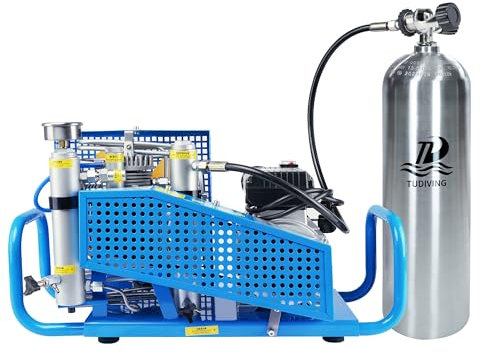 TUDIVING-4500Psi Diving Compressor | Auto-Stop | 100L/min | 110V/220V | with 11L Diving Tank | High Pressure Air Compressor | for Diving/PCP Rifle/Paintball Air Gun